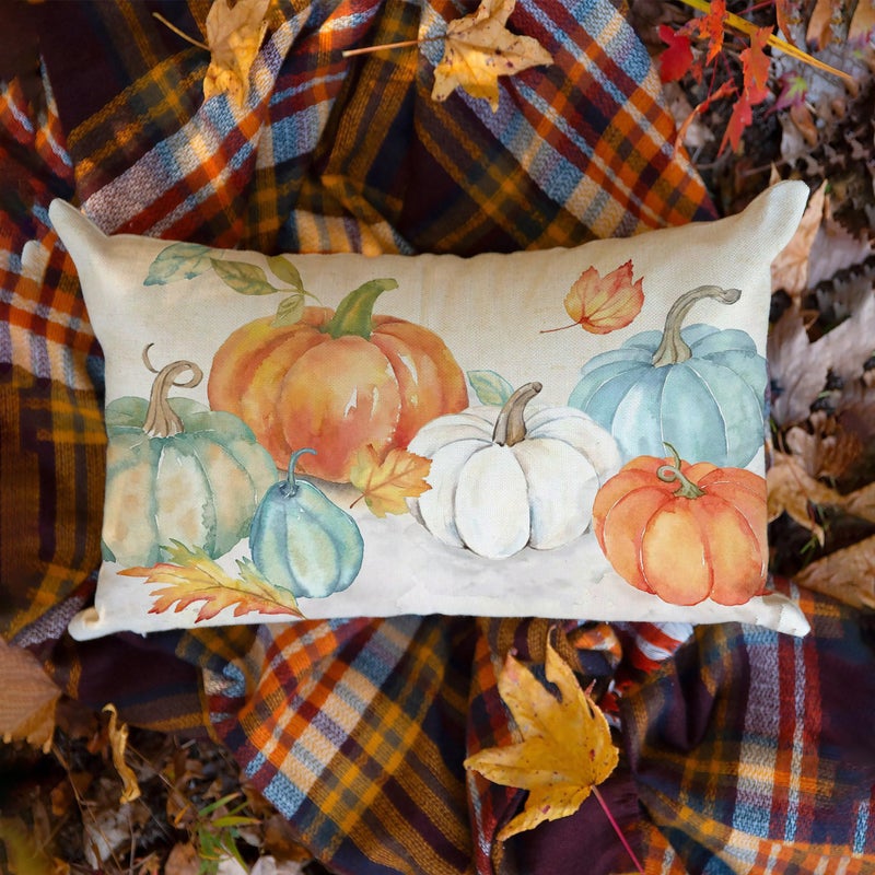 GTEXT Fall Throw Pillow Cover Fall Pumpkins Cuhion Cover Autumn Farm Decor 20x12 inch Outdoor Pillow Cushion,Sofa Fall Pillow Cover - Image 3